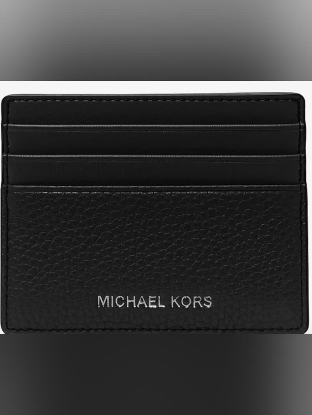 Michael Kors* Black Leather Tall Card Holder With Slip Top* Authentic